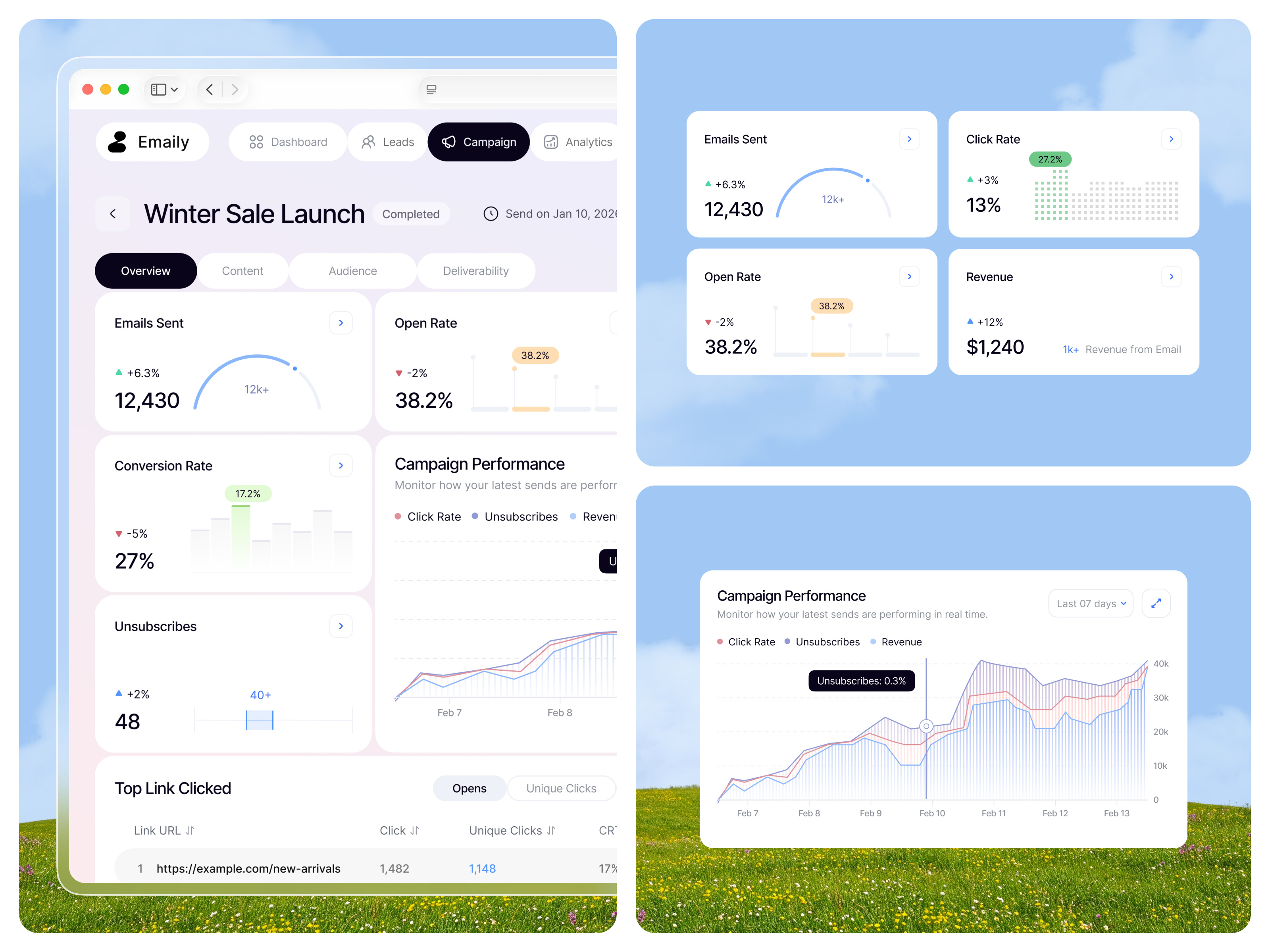 Cold Email Marketing SaaS | Campaign Page UIUX Design campaign page cold email cold email marketing design email email campaign email marketing email outreach focotik marketing saas ui ui design ui ux design uiux design