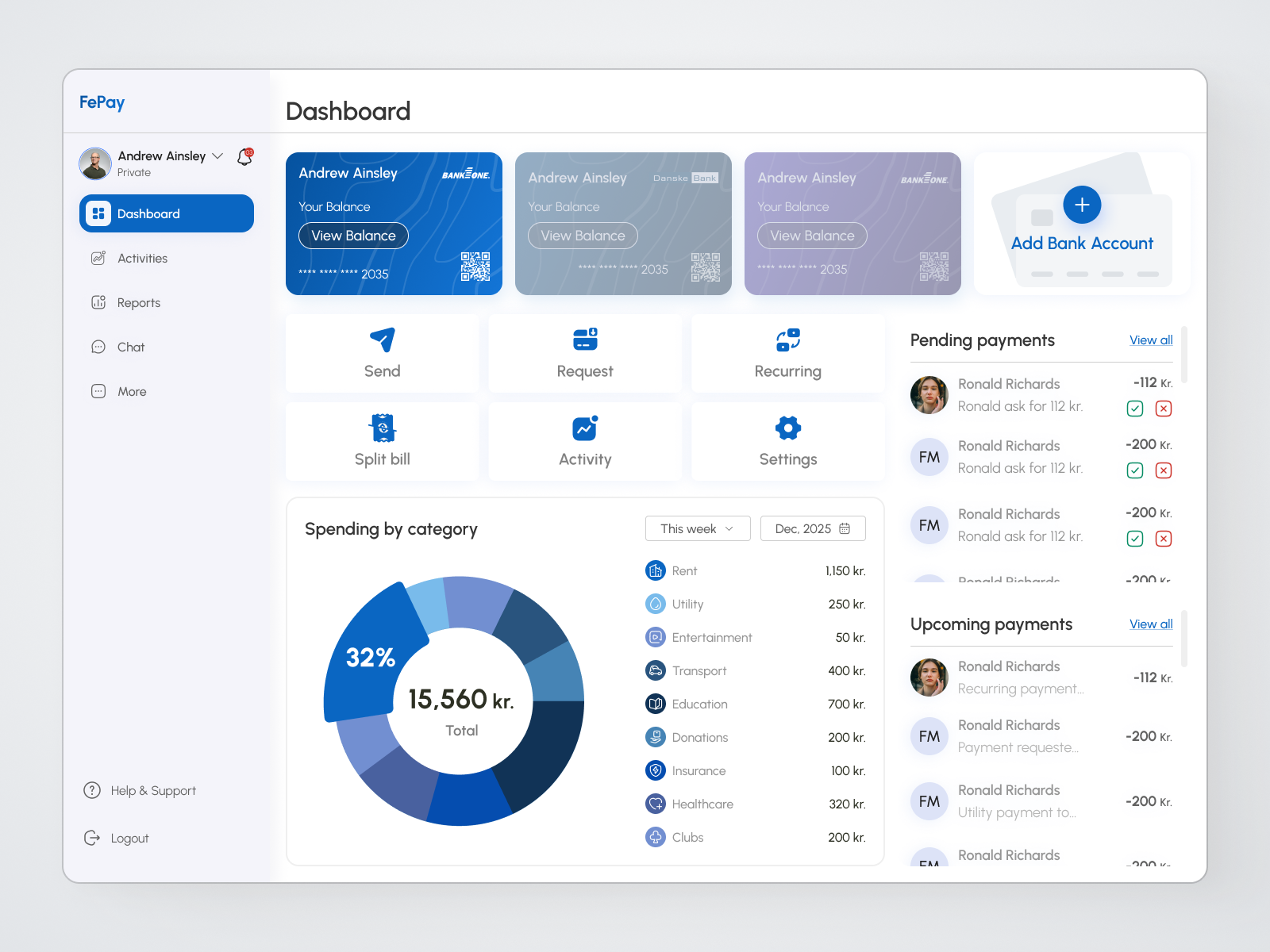 Fepay-Fintech Webapp UI appui banking bankingapp bankui crypto dashboard finance fintech ui uiux visualdesign webapp webdesign