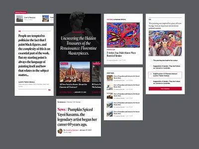 DailyArt UI Components app art history article blog branding editorial listing masterpiece mobile app museum news newspaper online publication quiz quote ui design web website
