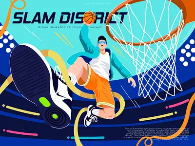 SLAM DISTRICT — Urban Basketball Campaign Illustration branding design illustration illustration art illustrations illustrator logo ui vector illustration vectorart