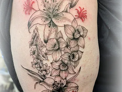 Birth flowers. birth flowers black and grey flower tattoo flowers jenn cara jenncaraart tattoo tattoo artist tattooartist tattoos uktattoo uktattoos wirraltattoo