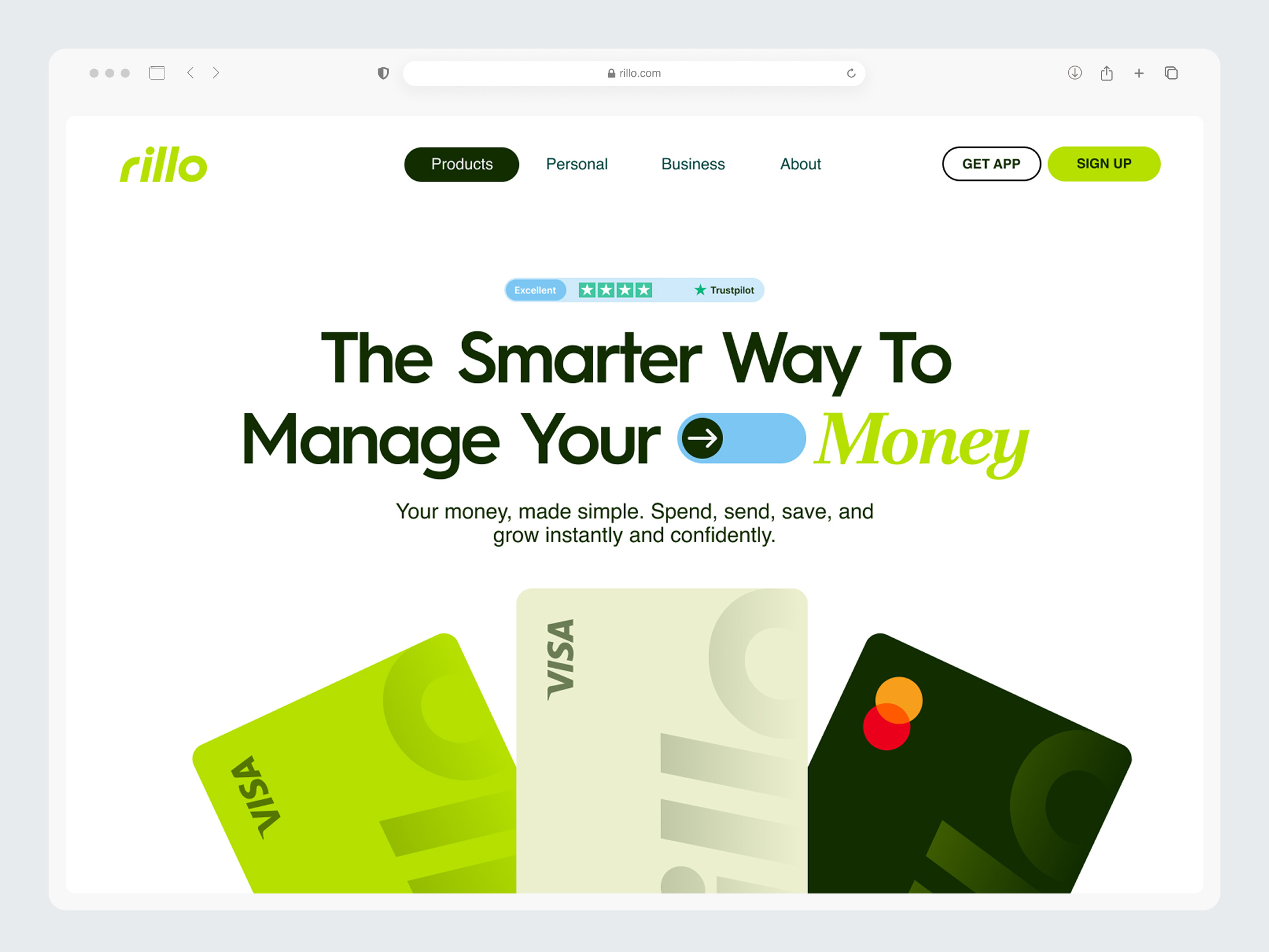 Rillo – Fintech Landing Page b2b clean ewallet finance financial fintech landing page mobile modern online banking rixlab saas saas website startup wallet web design website
