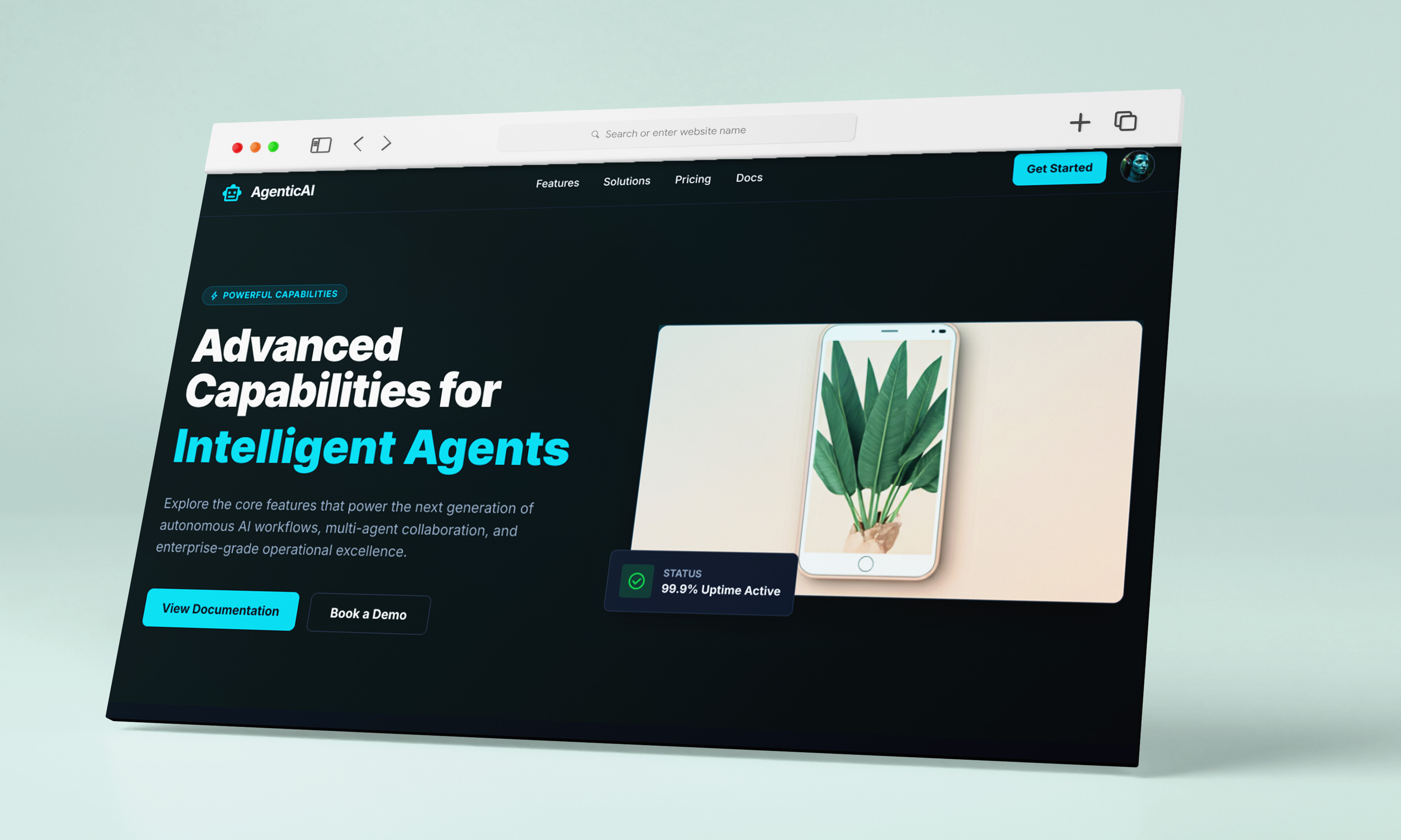 AI Agent Platform, Modern SaaS Website UI Design ai agent ai website dark mode dark ui dashboard figma landing page design product design saas startup website ui design ui ux design web design web ui website design
