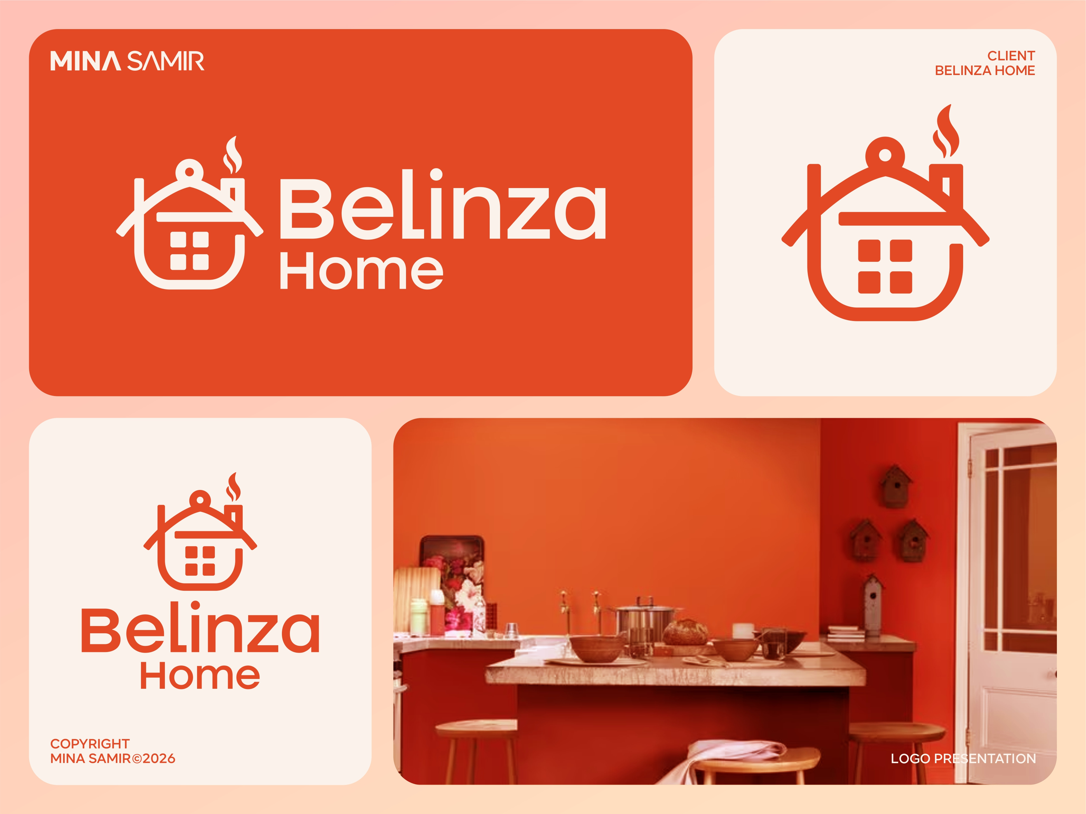 Belinza Home - Logo Design brandmarkdesign chimneyicon combinationmark flatlogo geometriclogo homebrandlogo homelogo houseicon houselogo iconlogo kitchenlogo lineartlogo logoinspiration logomarkdesign minimalicon modernlogotype monolinelogo outlineicon simplelogo symboldesign