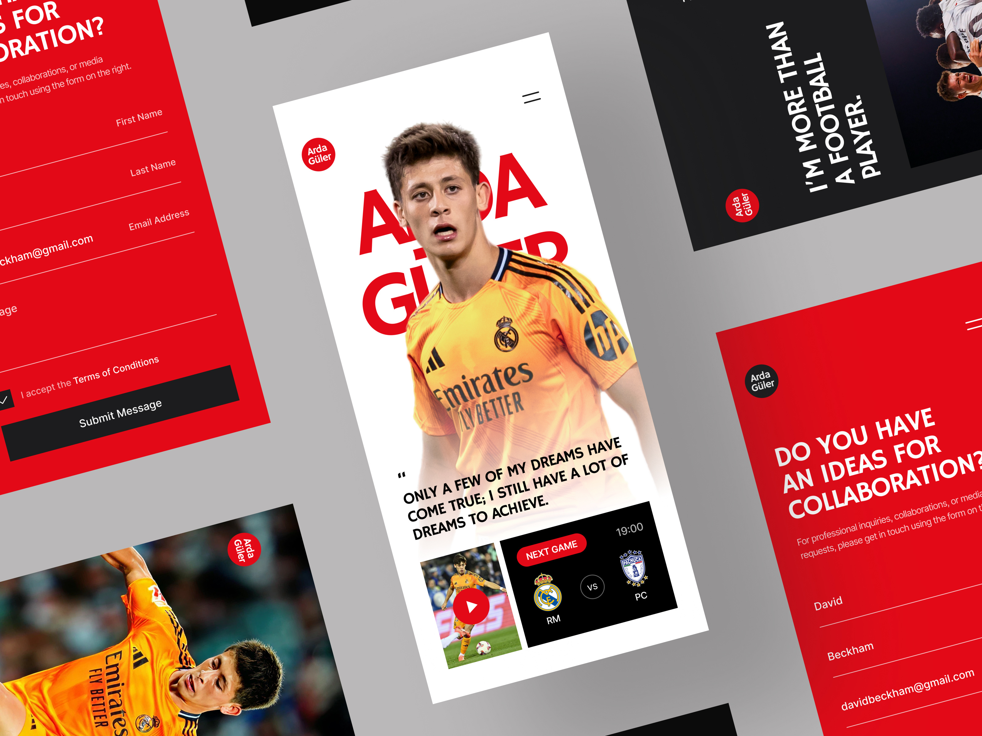 Footballer Mobile Portfolio — Sports Website UI
