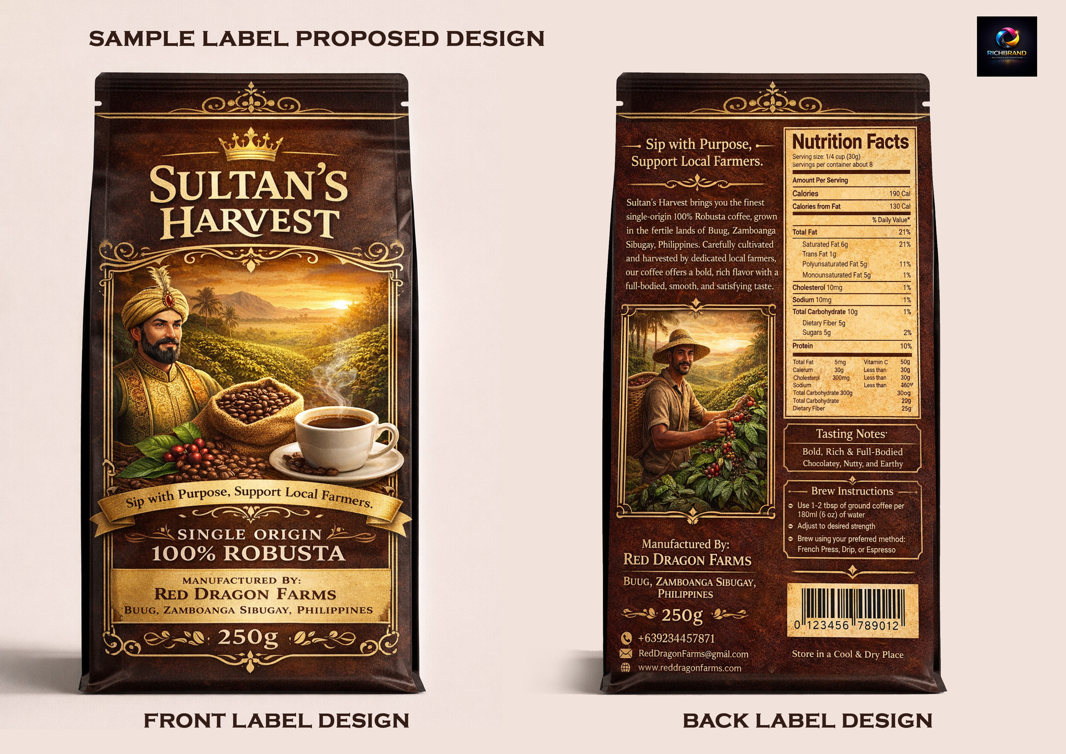 Sultan Harvest Coffee Label Design