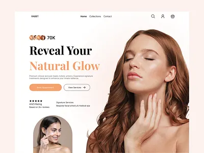 Natural Glow Skincare — Modern landing page beauty landing page clean design cosmetic brand ecommerce design figma design landing page design modern web design product showcase responsive design skincare website ui design ux design website hero