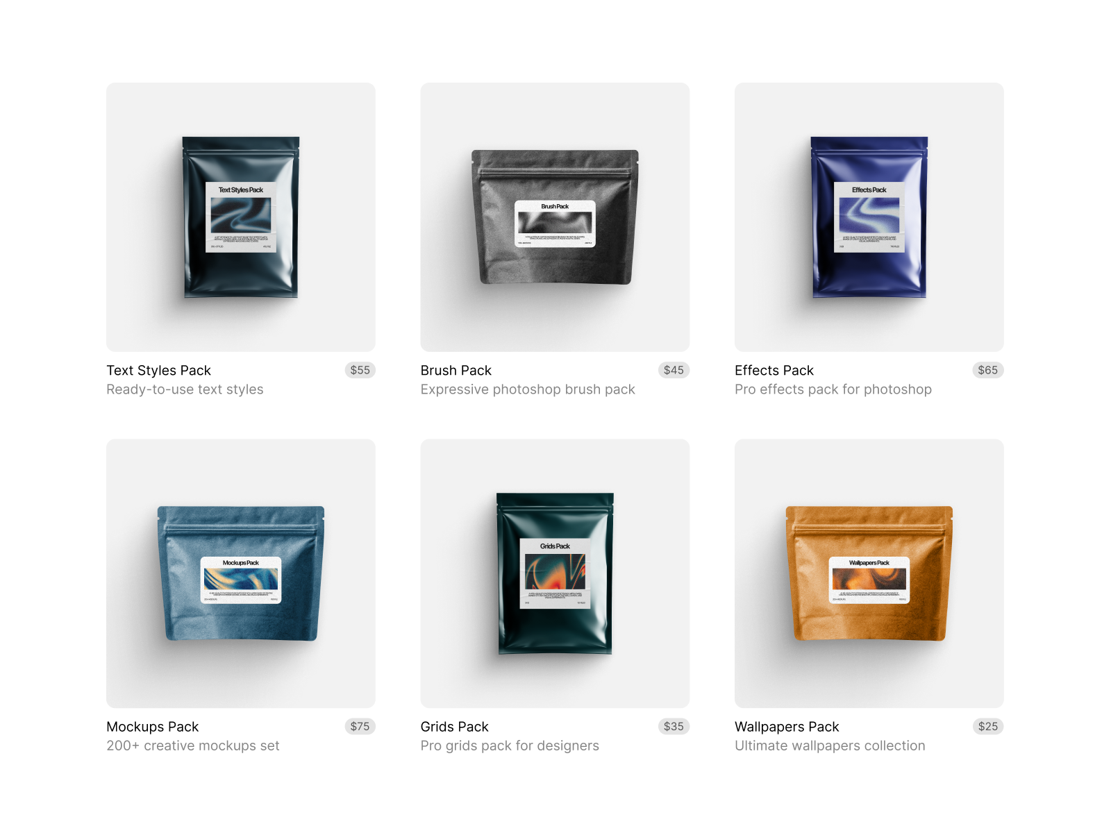 Example of Marketplace Product Grid – Dark & Light Mode