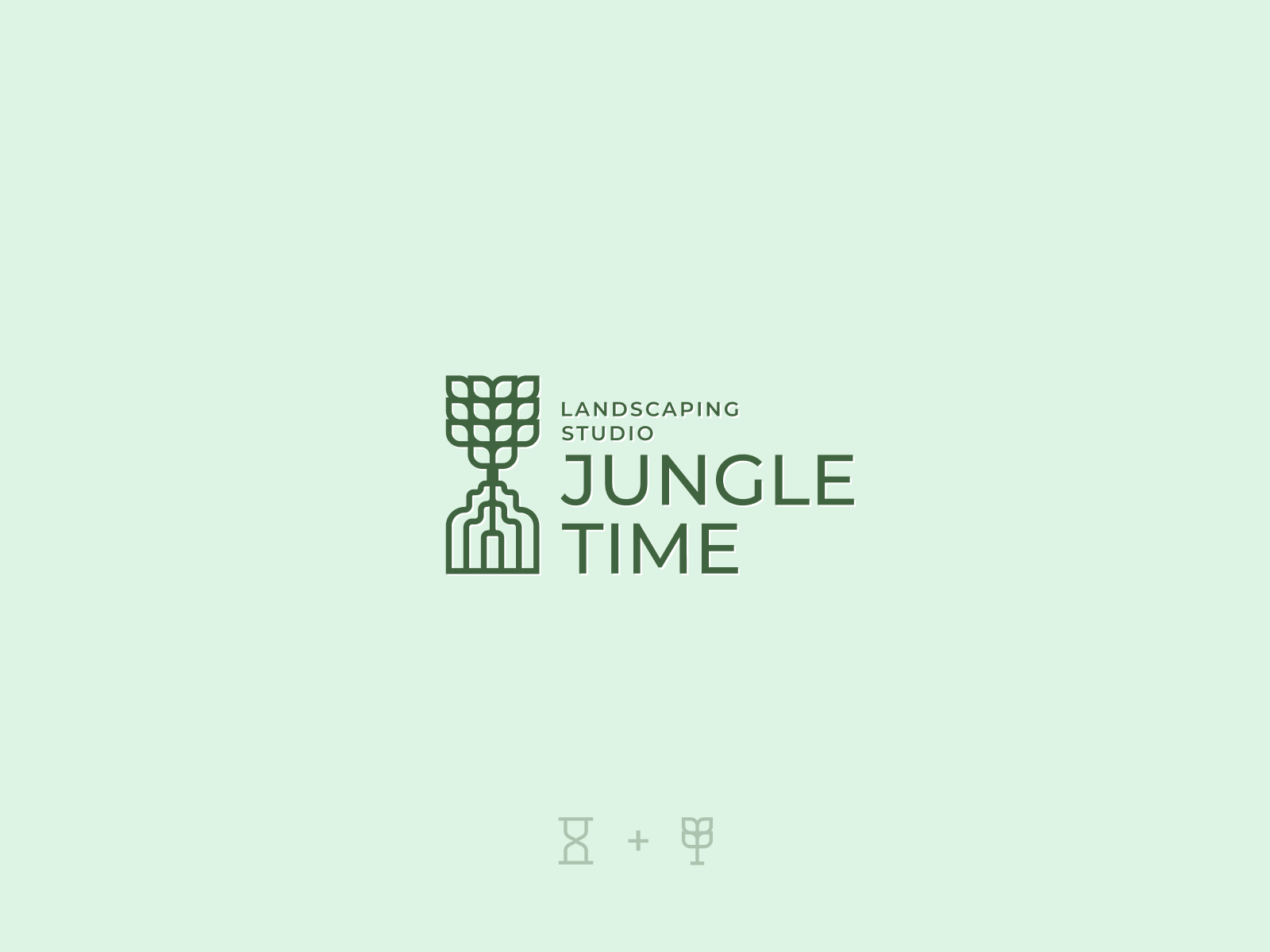 Jungle Time brand design graphic design logo plant roots sand clock tree vector