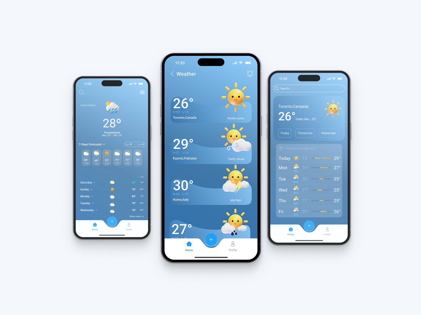 Weather App UI – Forecast, Details & Weekly Overview app concept app ui clean ui daily ui dashboard ui dribbble figma design interface design ios app minimal ui mobile app design mobile ui modern ui product design ui design user interface ux design weather app weather forecast weather ui