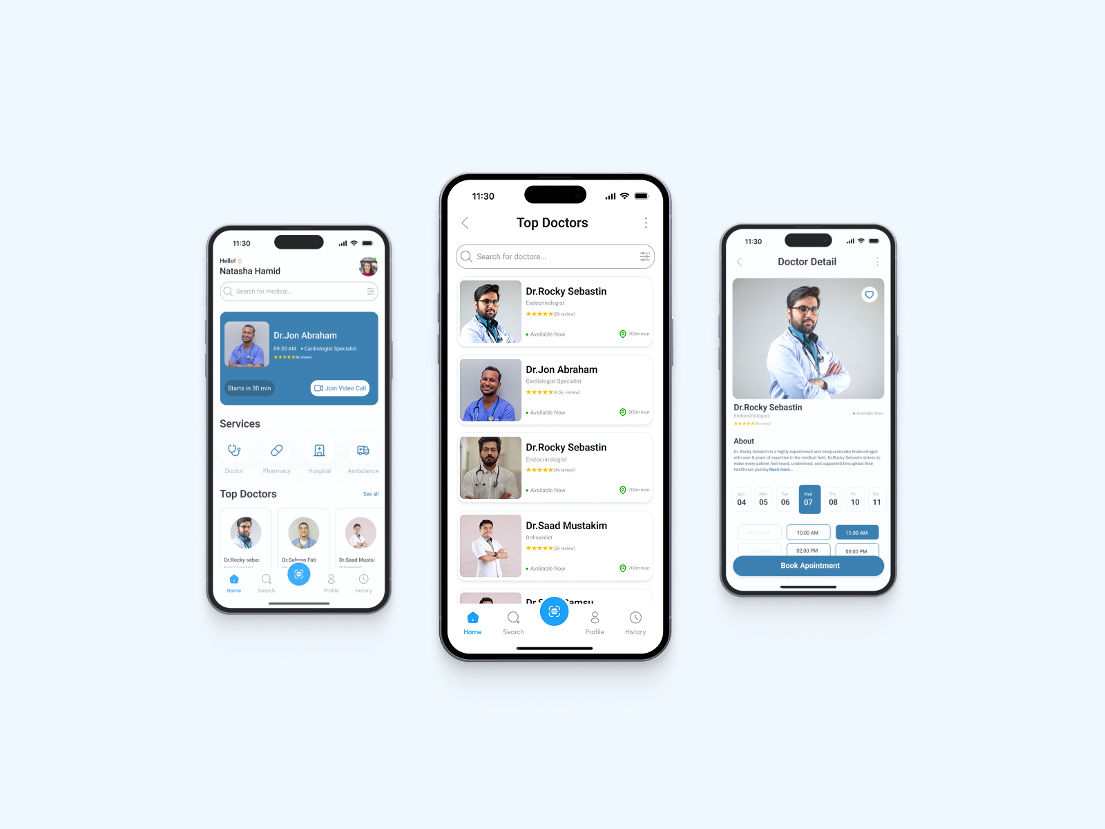 Doctor Appointment App UI – Home, Doctors & Booking appdesign bookingapp cleandesign doctorapp dribbble figmadesign healthcareapp healthtech medicalapp minimalui mobiledesign mobileui productdesign profilescreen telemedicine ui uidesign ux uxdesign