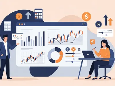 Financial Investment Planning Illustration analytics interface banking app business strategy corporate illustration creative direction data visualization digital finance finance illustration financial analytics financial planning fintech design fintech startup flat vector investment dashboard modern ui portfolio tracking professional design startup branding stock market ui wealth management