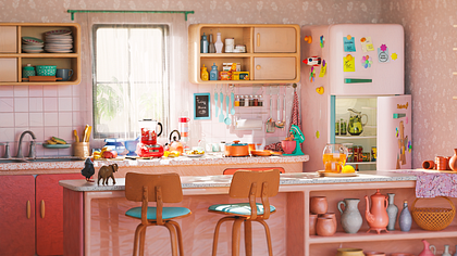 3D Stylized Kitchen Scene