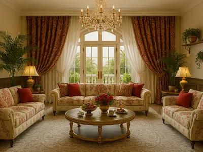 Grand Victorian Floral Living Room Suite Royal Damask Edition ornate furniture .accents