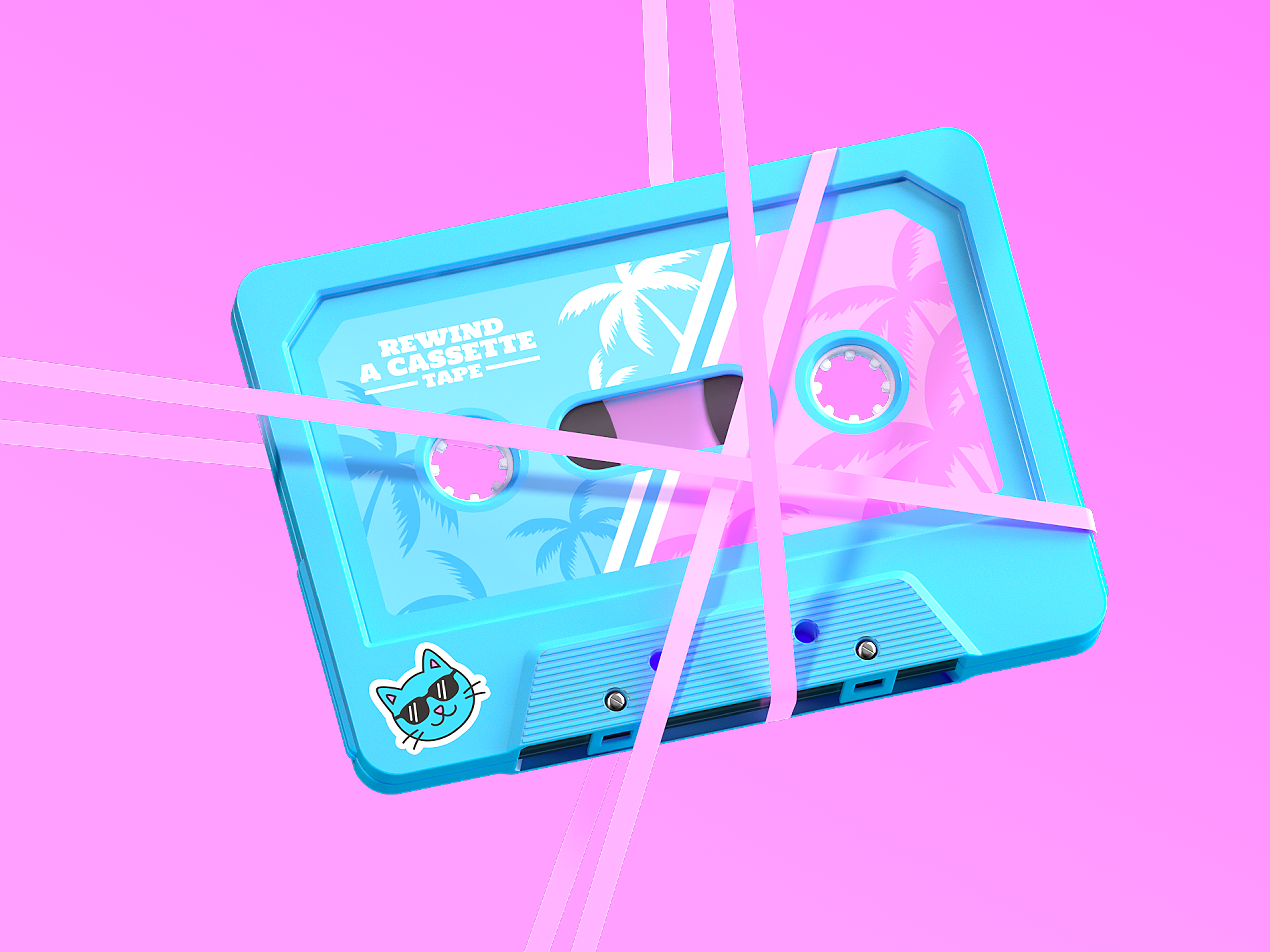 Rewind a cassette tape📼 3d cassette corona render graphic design