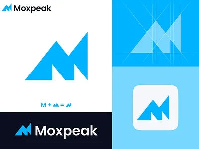 Moxpeak - minimalist tech logo design abstract logo modern animation icon logo logo design logomark minimalist modern modern logo monogram design mountain nature peak symbol technology visual identity