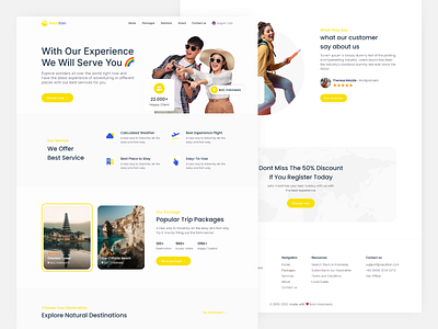Vacation | Travel Agency Website holiday landing page minimalist modern staycation travel travel agency ui ui design vacation web design yellow