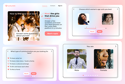 Dating app landing website design app branding dating design illustration landingpage product productdesign shop ui ux web webdesign