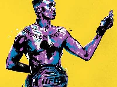 ISRAEL ADESANYA UFC 281 art belt bold boxing champ champion fighter illustration kickboxing mma mural nba new zealand nigeria painting sports ufc vector winner
