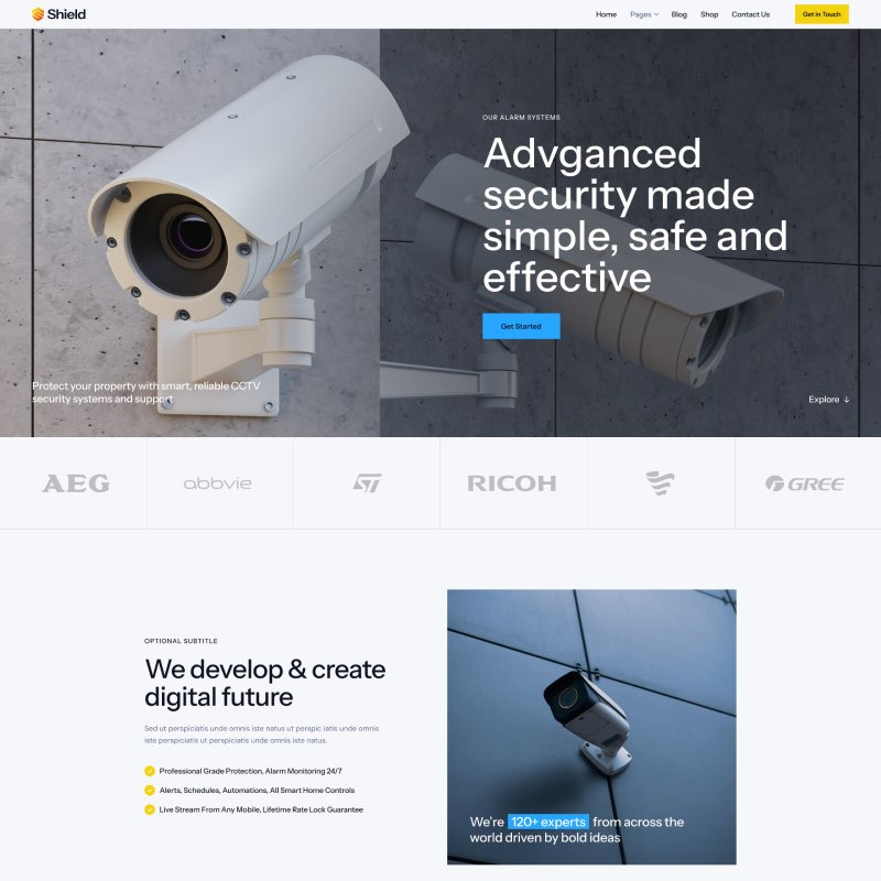 Shield - CCTV Security & Smart Home WordPress Theme design illustration ui web design web development webdesign woocommerce wordpress wordpress theme wordpress themes