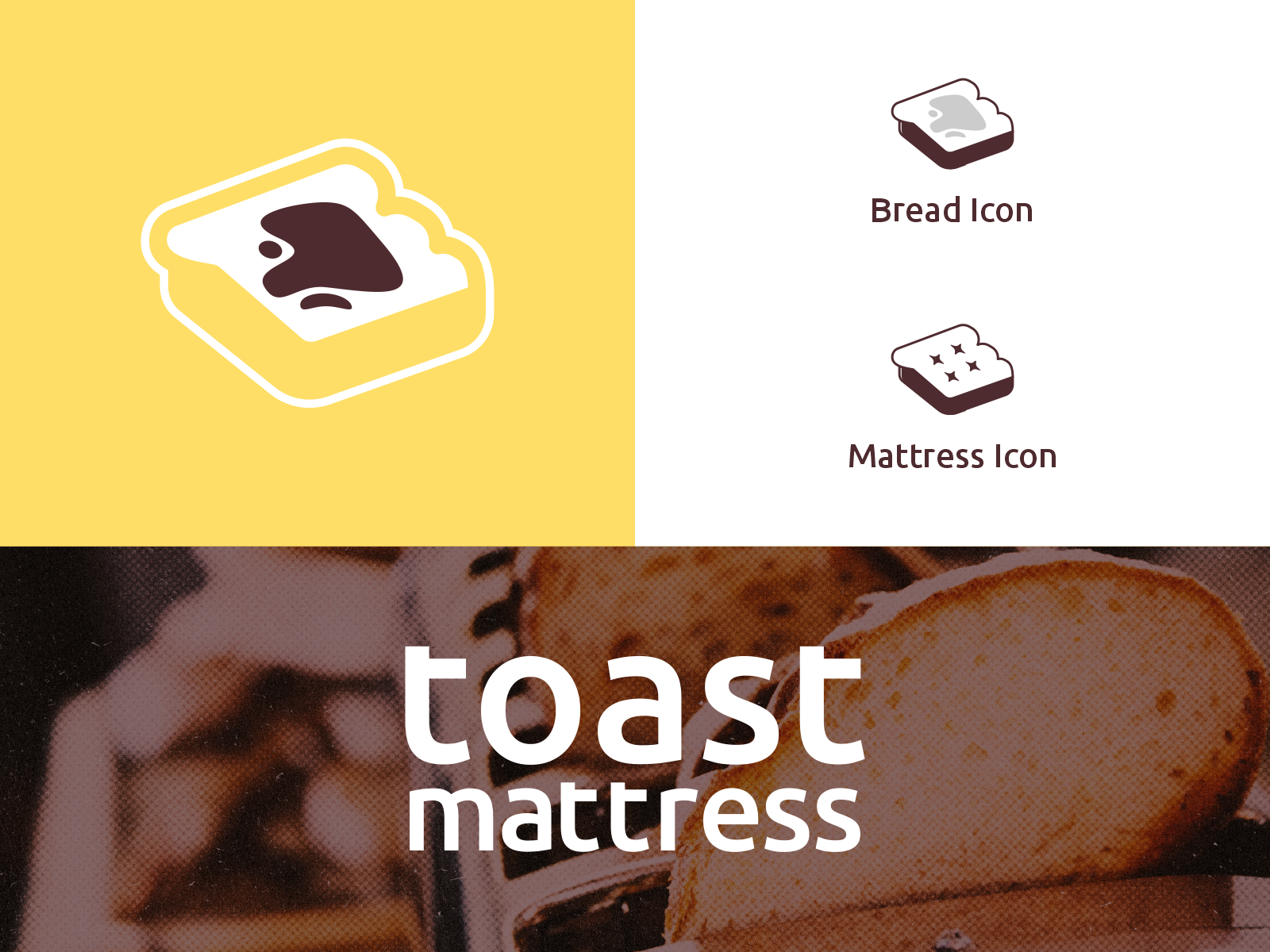 Toast Mattress Logo and Visual Design bakery brand branding bread design food graphic design inspiration logo mattress modern toast trend vector
