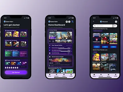 Game Hub+ game app ui design