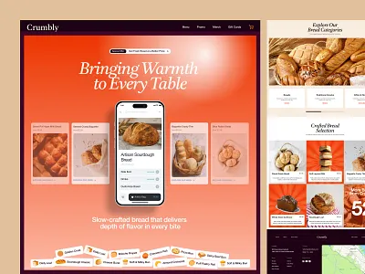 Crumbly - Bread Store eCommerce branding bread delivery design ecommerce elementor framer landing online page shop snack store ui webflow website wordpress