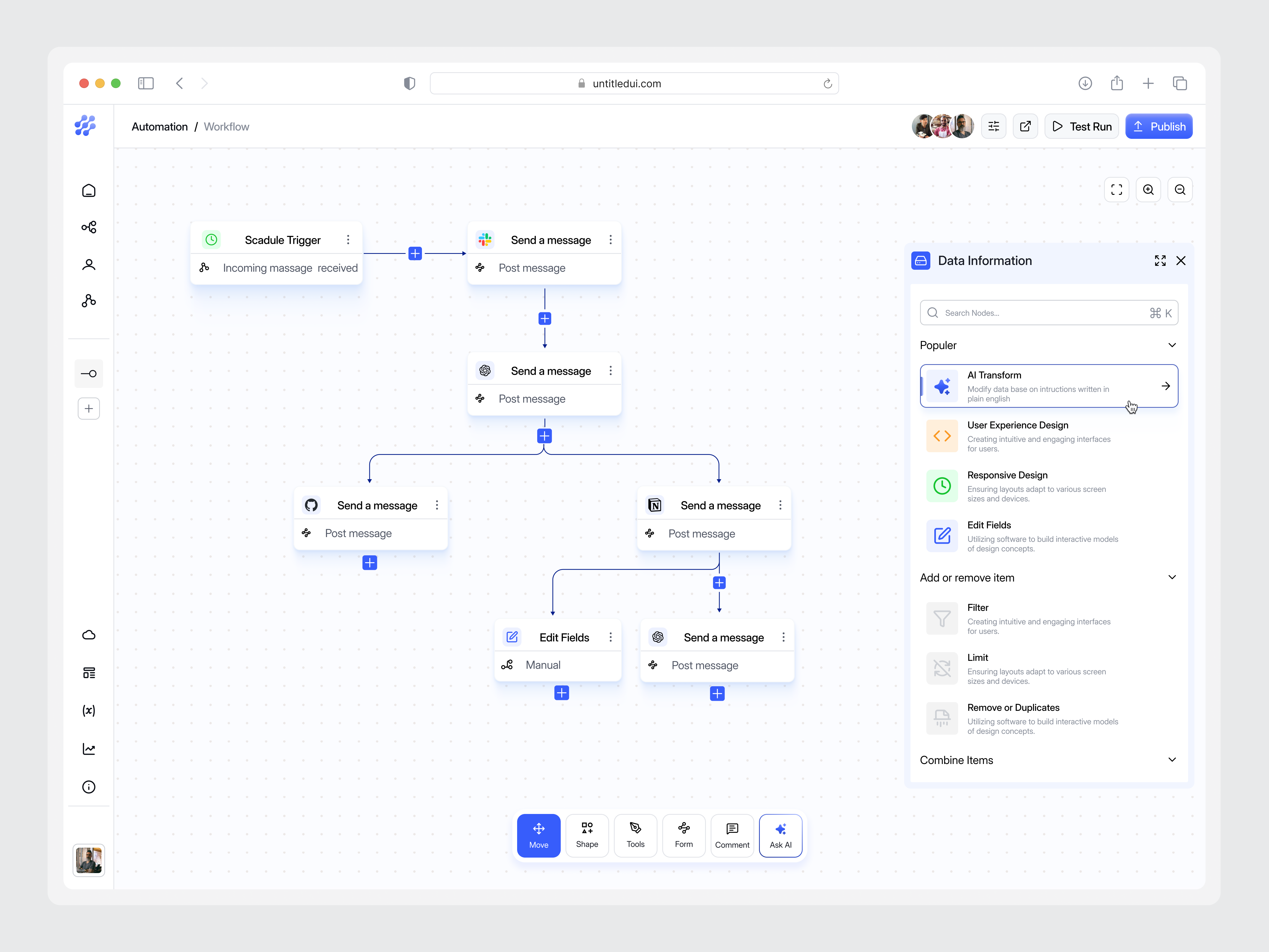 AI Automation Workflow Dashboard - Data Information ai ai automation ai automation workflow ai automation workflow dashboard automation automation workflow dashboard data infomation design minimal modern ui ui design ux design website workflow workflow builder