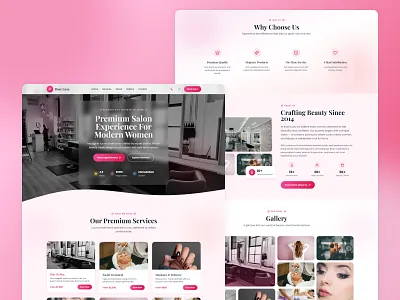 Rosé Luxe — Premium Salon Website UI ✨🌸 appointment beauty cta gradient graphic design hair salon landingpage latest logo luxury modernui pink popular responsive services trending uiux webdesign webiste why