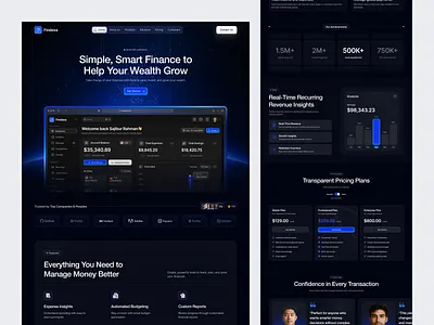Finance SaaS Landing Page design figma template finance landing page finance ui ux design finance website fintech website landing page design oripio sajibur design web design website design
