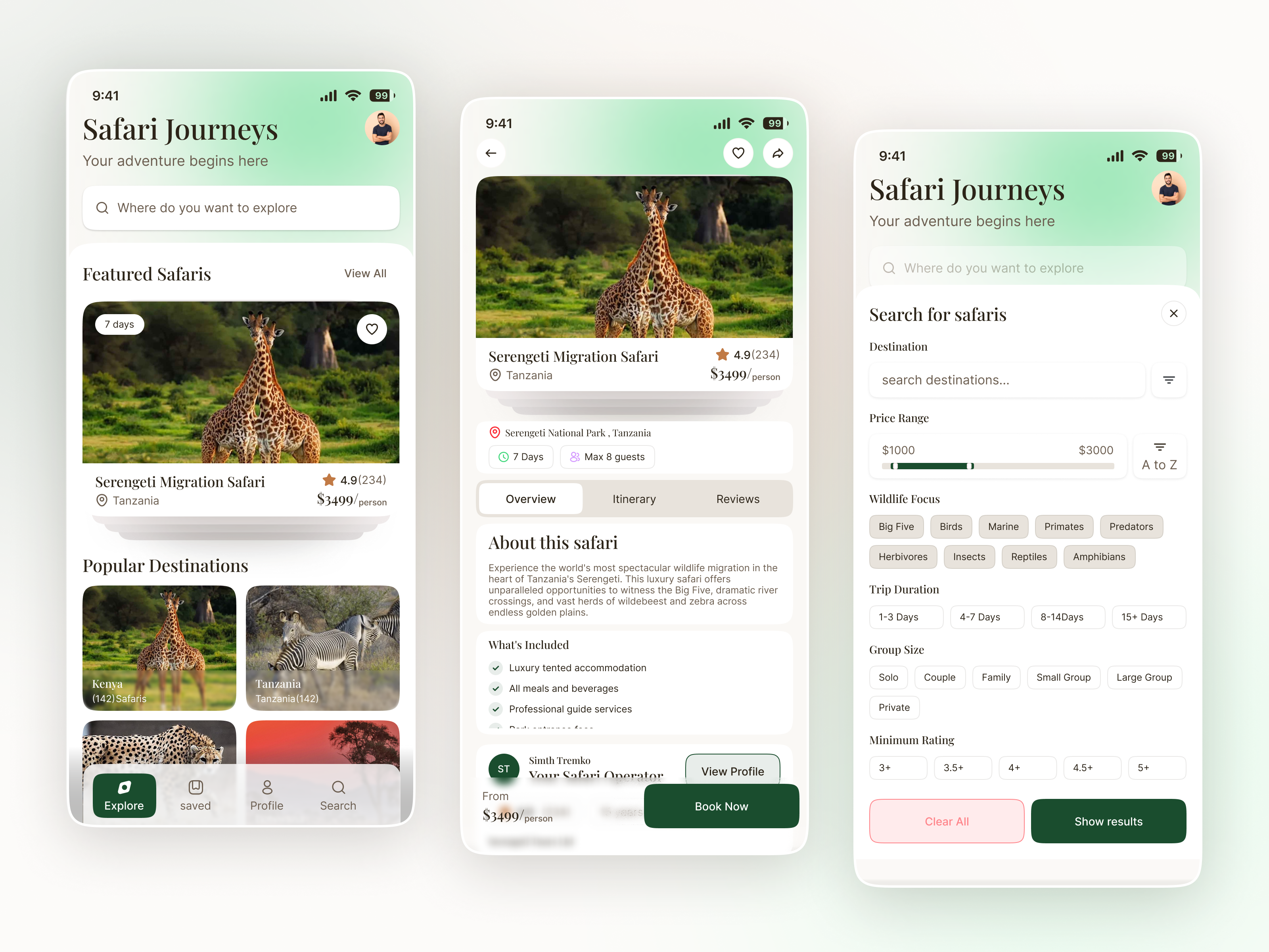 Premium Safari Booking Platform Mobile Apps