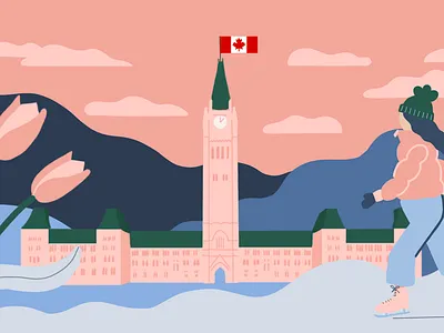 Google Canada Illustration of Ottawa canadian illustrator design flowers google canada graphic artist graphic design graphic designer illustration illustration artist illustrations illustrator ottawa parliament rideau canal skating tulip