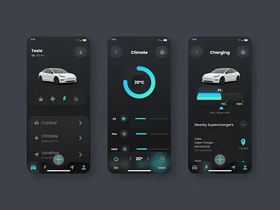 Tesla app UI inspiration appdesign design designer graphic design tesla ui visual design