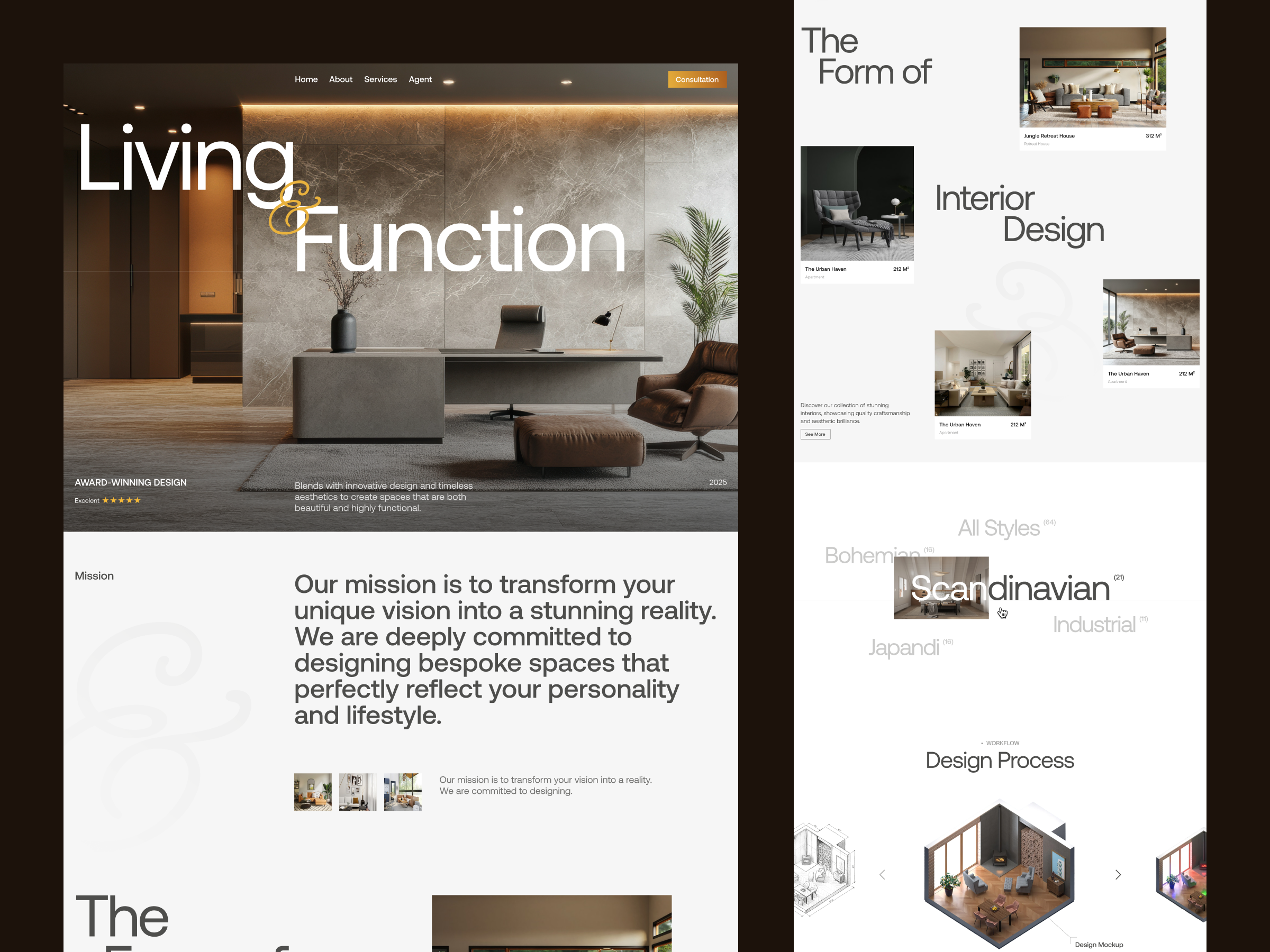 Asterix - Design Interior Website architecture clean designinterior developer editorial interior landingpage living luxury modern realestate ui uiux webdesign webpage