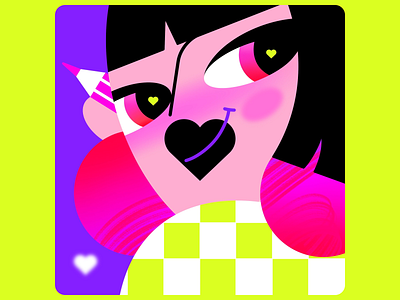 Happy Valentine’s day! 💖✨ app art artist bold character design flat friendly illustration illustrator love minimal neon pink portrait valentine valentines day vector web