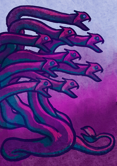 The Hydra dgitalpainting digital art greek hydra illustration legend monster myth mythology procreate purple serpent