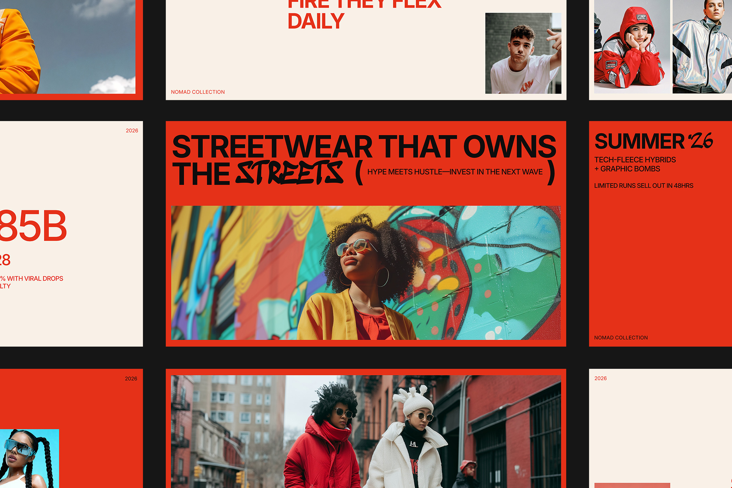 Streetwear Campaign Pitch Deck branding editorial fashion graphic design hype beast indesign layout pitch deck pitching presentation proposal slides strategy streetwear urban