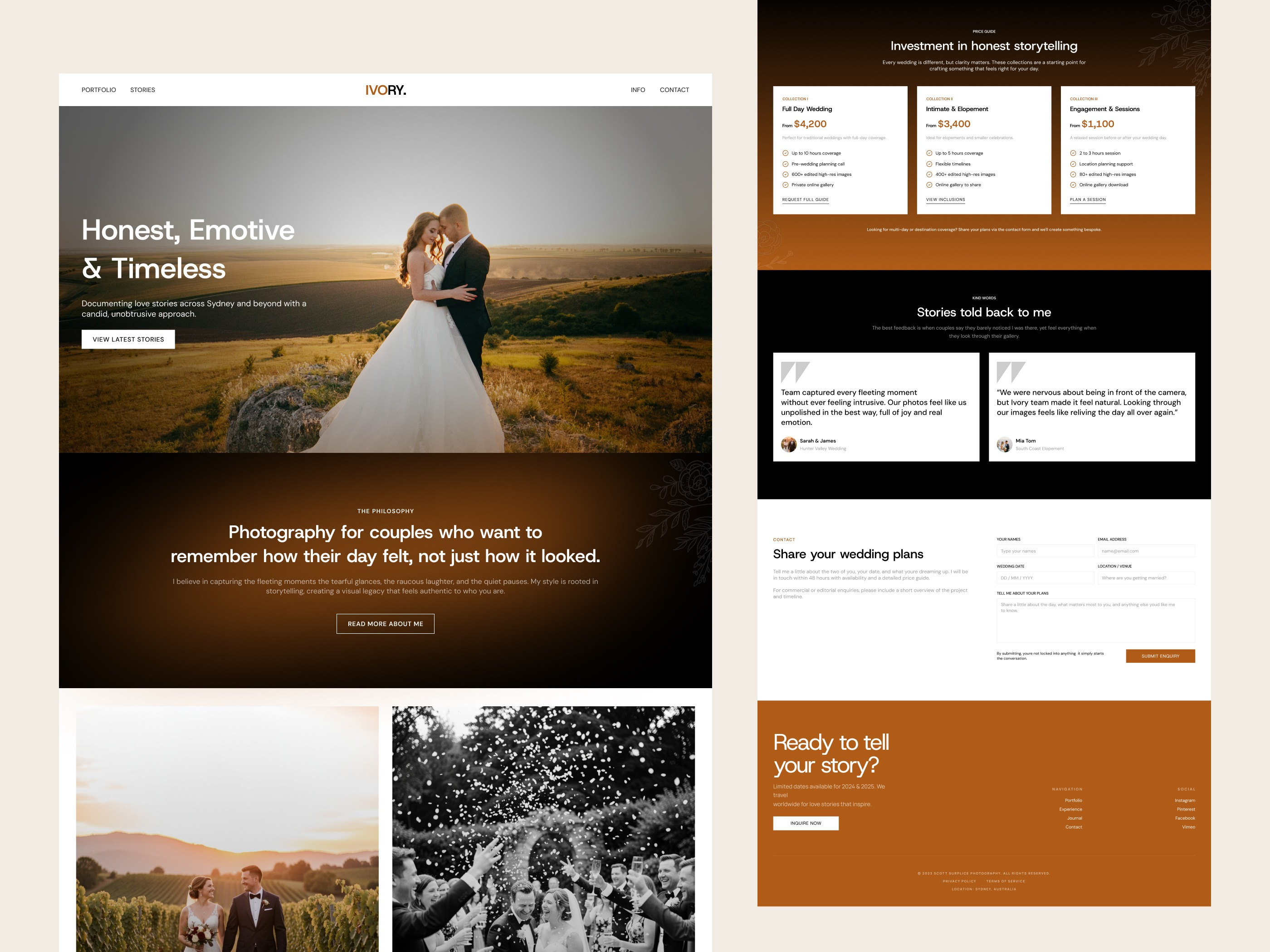 Ivory - Wedding Photo Studio Landing Page bride event planning events fashion floral frame invitation marriage photo photographer photography photoshoot save the date studio videographer videography wedding wedding invitation wedding planner wedding website