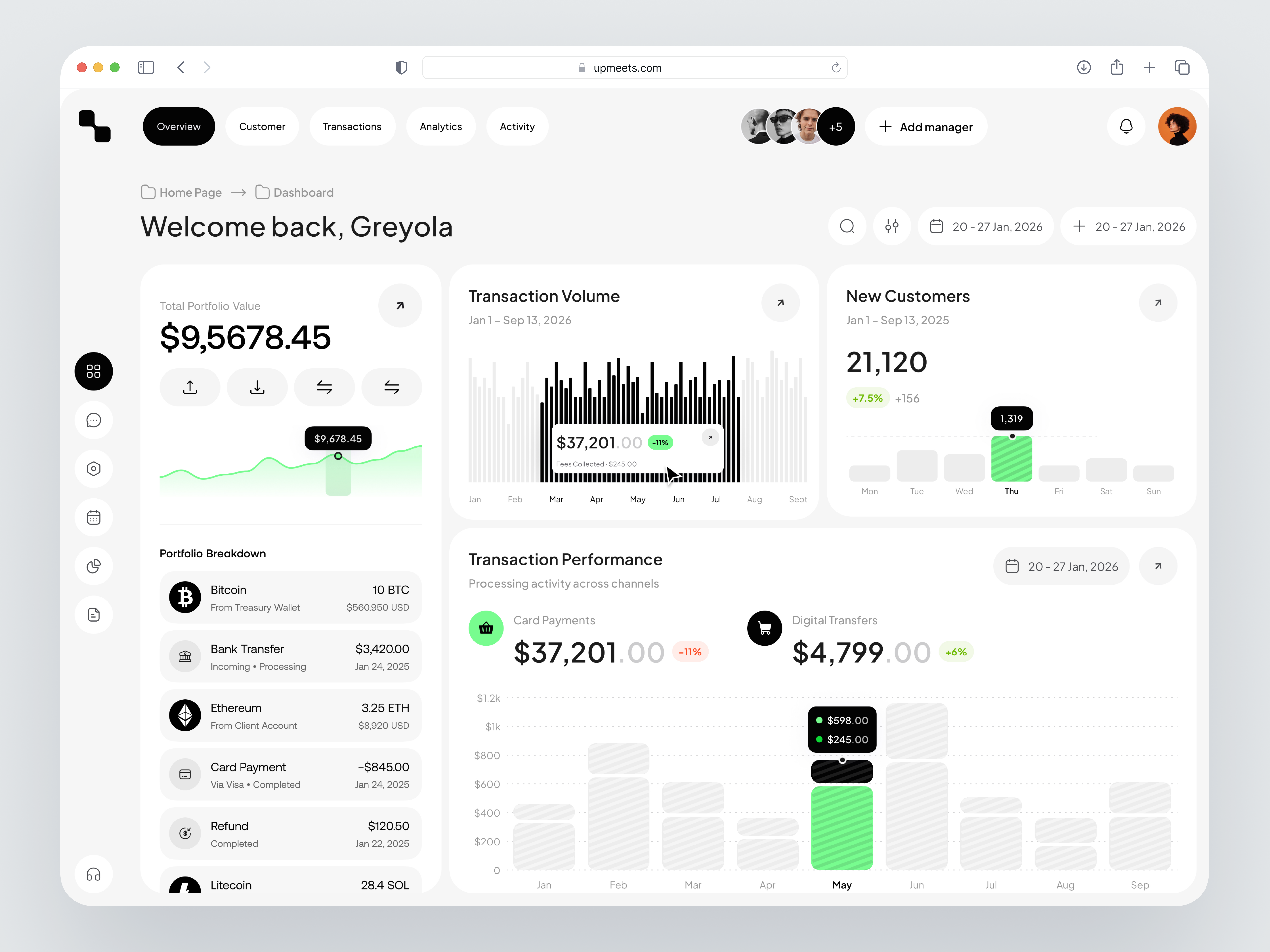 Fintech Portfolio Dashboard UI Exploration