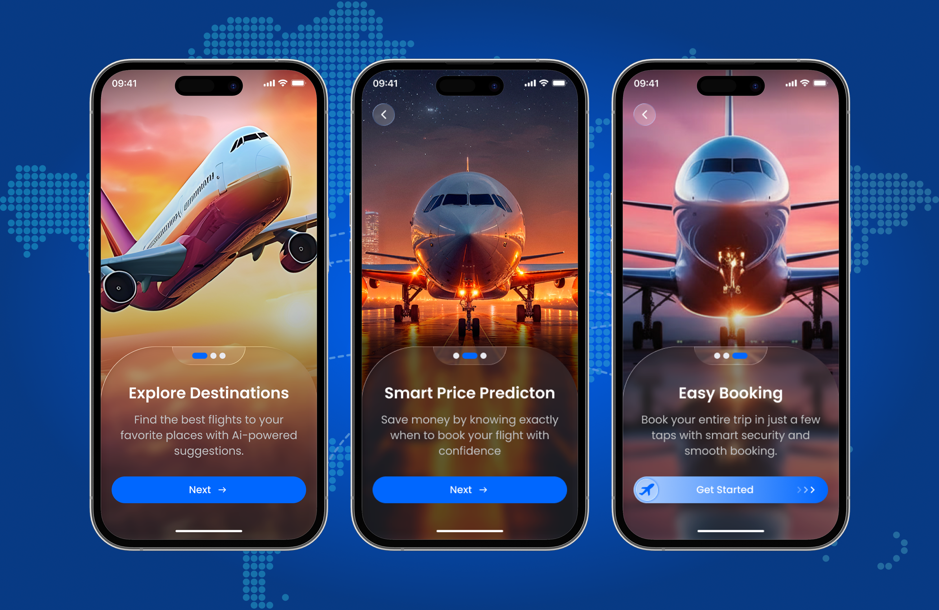 ✈️ AI Flight Booking Mobile App – Onboarding UI ai app app design figma flight booking glassmorphism mobile app modern ui onboarding travel app travel ui ui ui design ux design