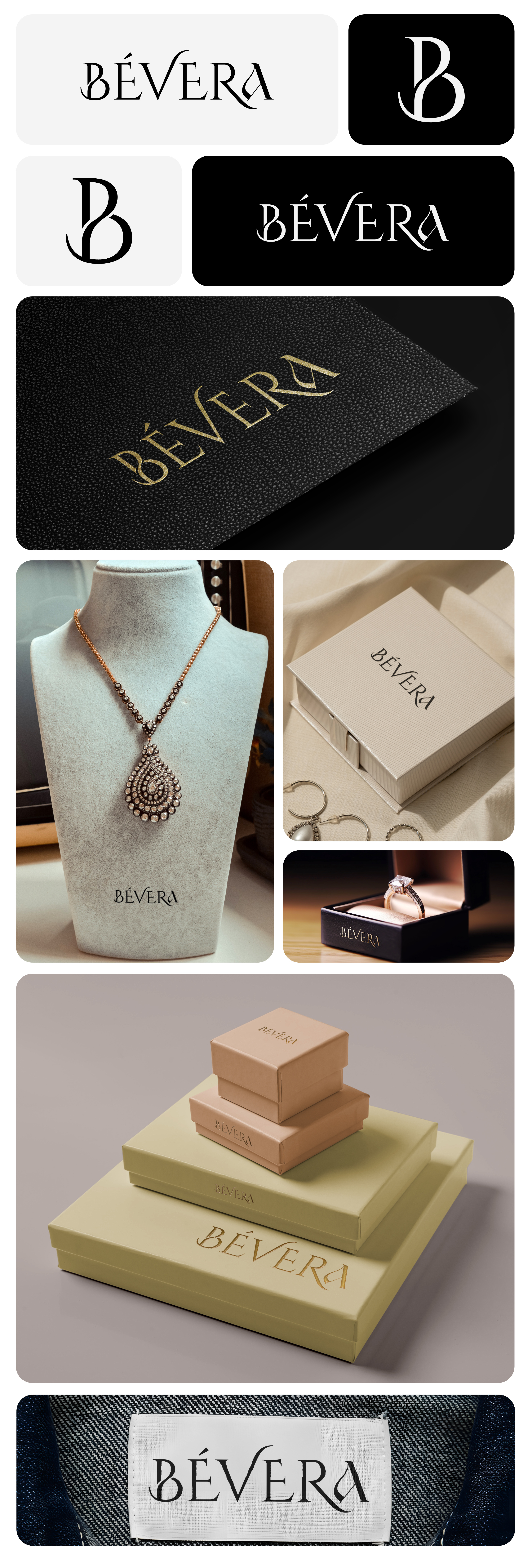 Bevera Logo Branding brand identity branding graphic design jewelry branding logo logo design logo identity luxury logo stationery stationery design ui