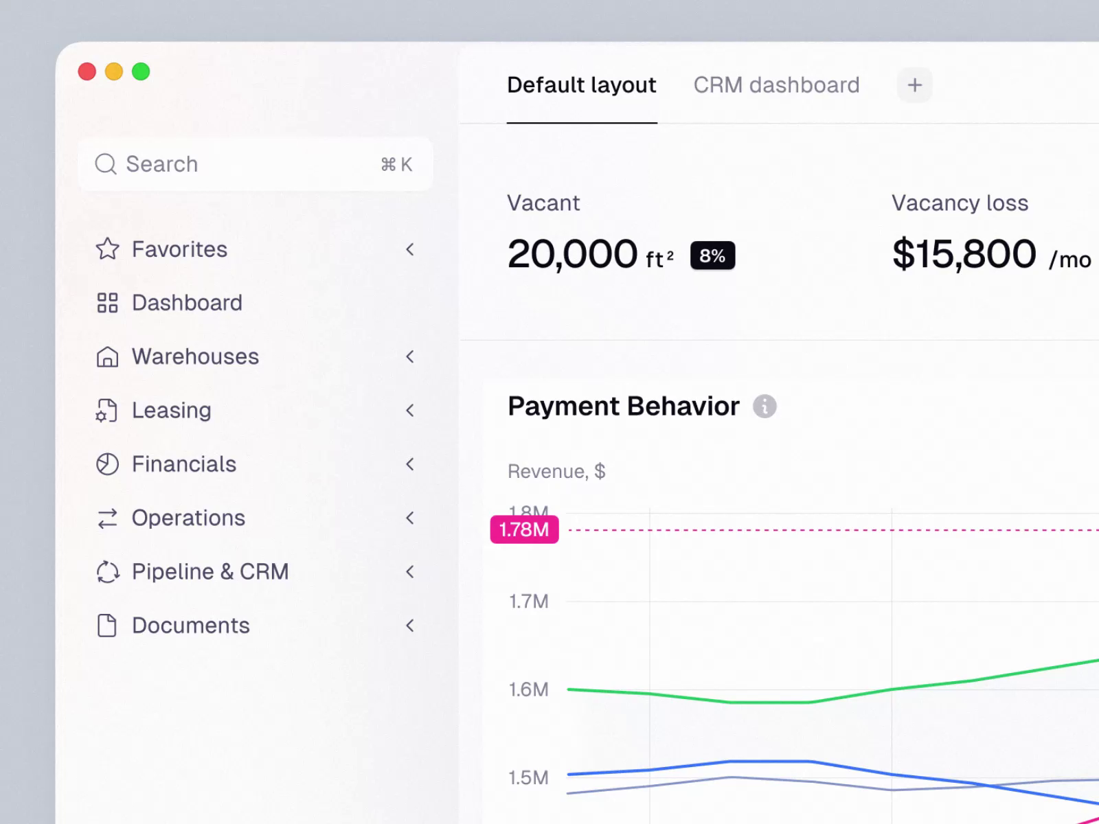ERP Dashboard Design for Warehouse Portfolio Management