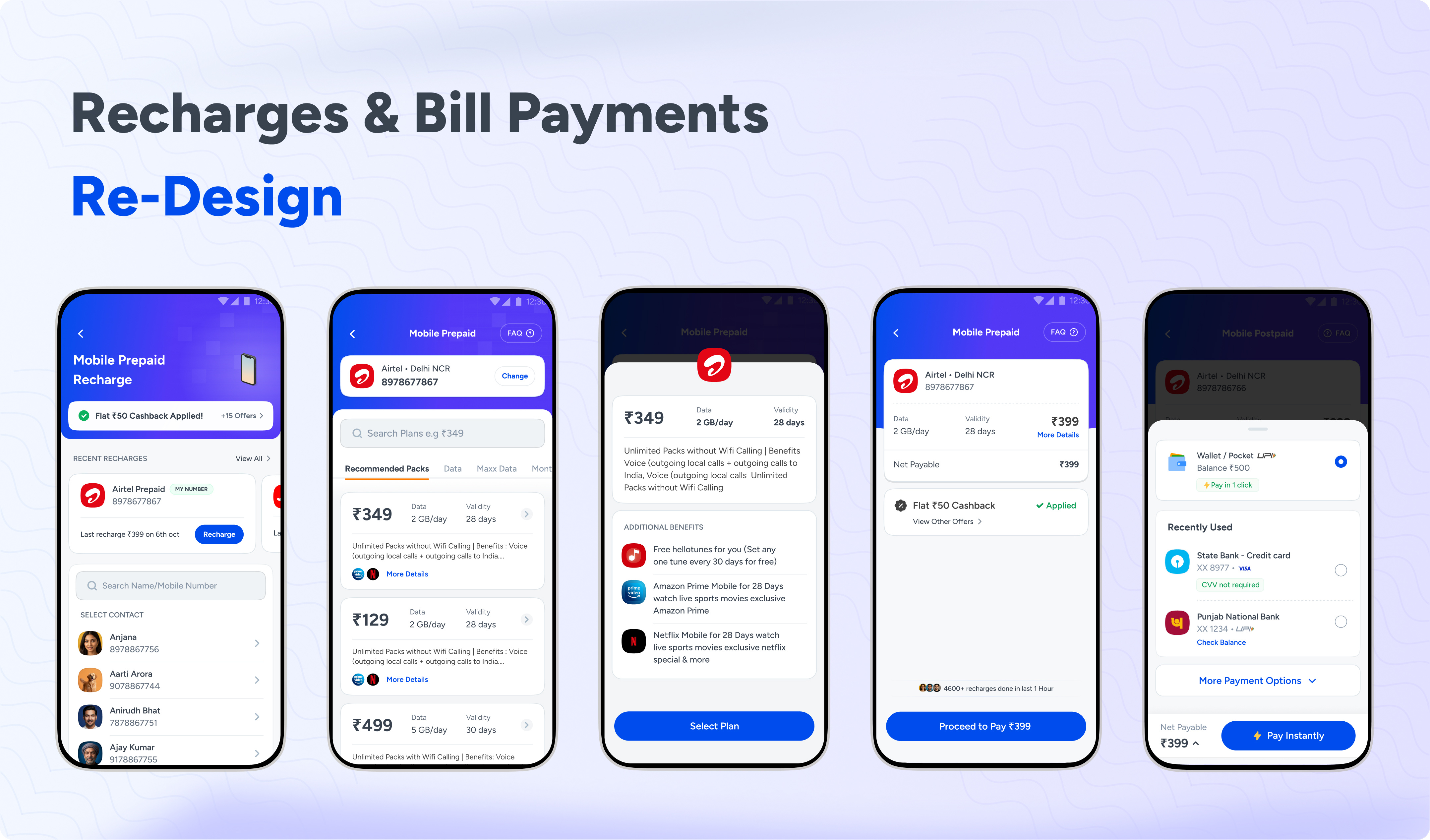 Recharges & Bill Payments Re-Design figma mobikwik product design recharges bill payments ui ux