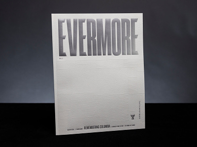 Evermore Magazine, Issue No. 3 columbia cover editorial emboss feature foil illustration magazine nasa print space space shuttle spread texture typography