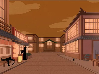 Moonlight District - Environment Art digital art environment art environment painting illustration