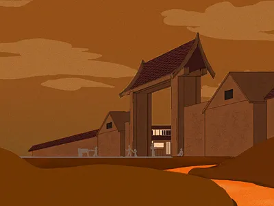 Eastern Fortress Entance - Environment Art environment art environment painting illustration