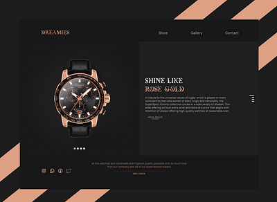 Dreamies - Info page design graphic design high quality homepage luxury luxury watch minimal rose gold simple typography ui uiux ux watch watch website web web design