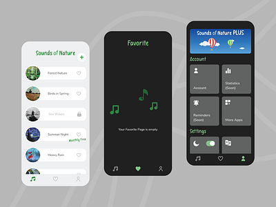Sounds of Nature (Android App) v2 app application branding code coding dart design flutter illustration logo mobile mobileapp mobiledesign programming ui vscode