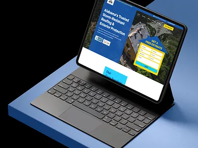 Roofing Service Landing Page branding business clean company design landing page logo minimal modern property property platform roofing roofing constructors roofing services roofing website rooftop website services storm proof uiux webflow