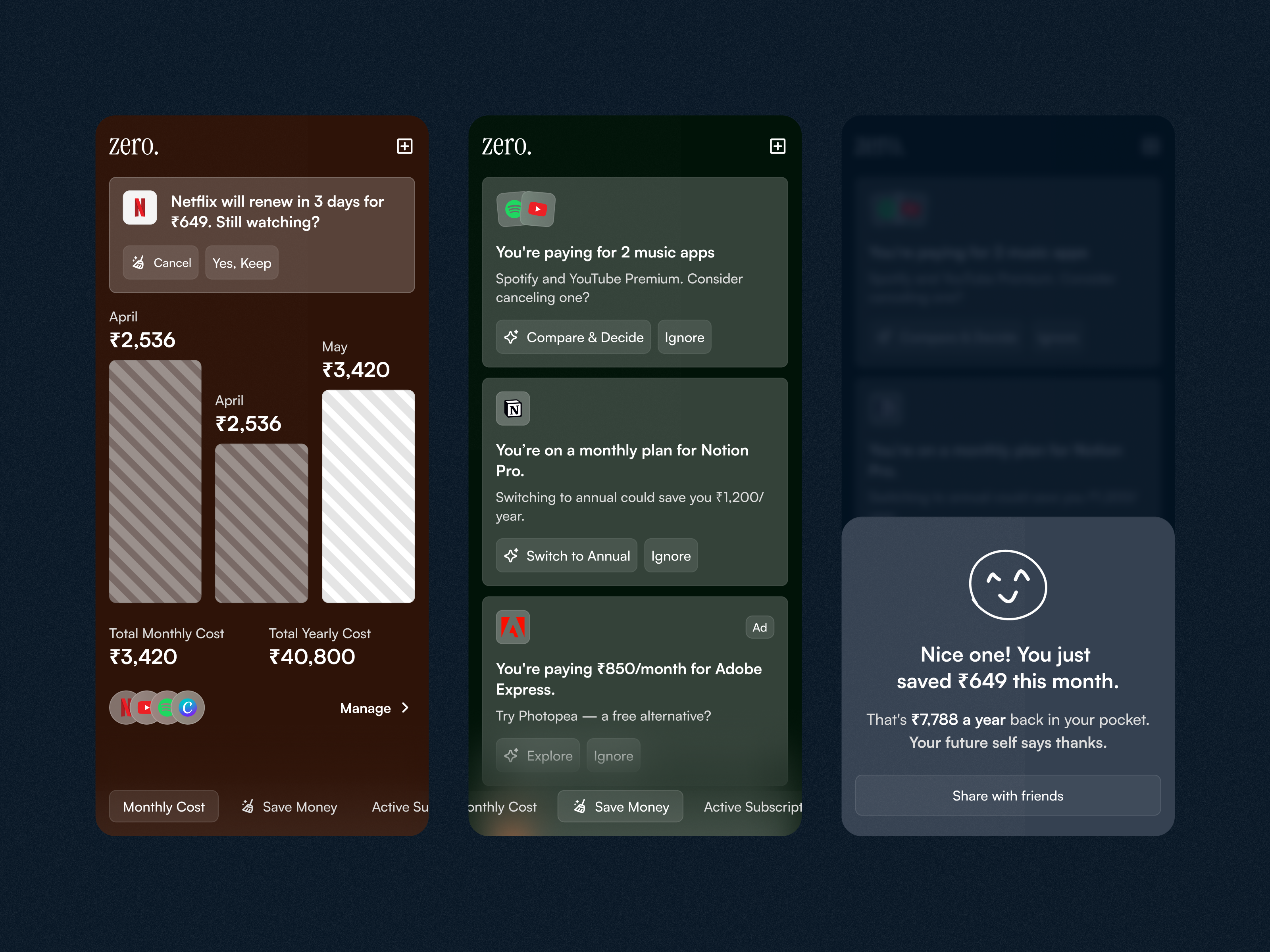 Zero. — Smart Subscription Tracker App 💸